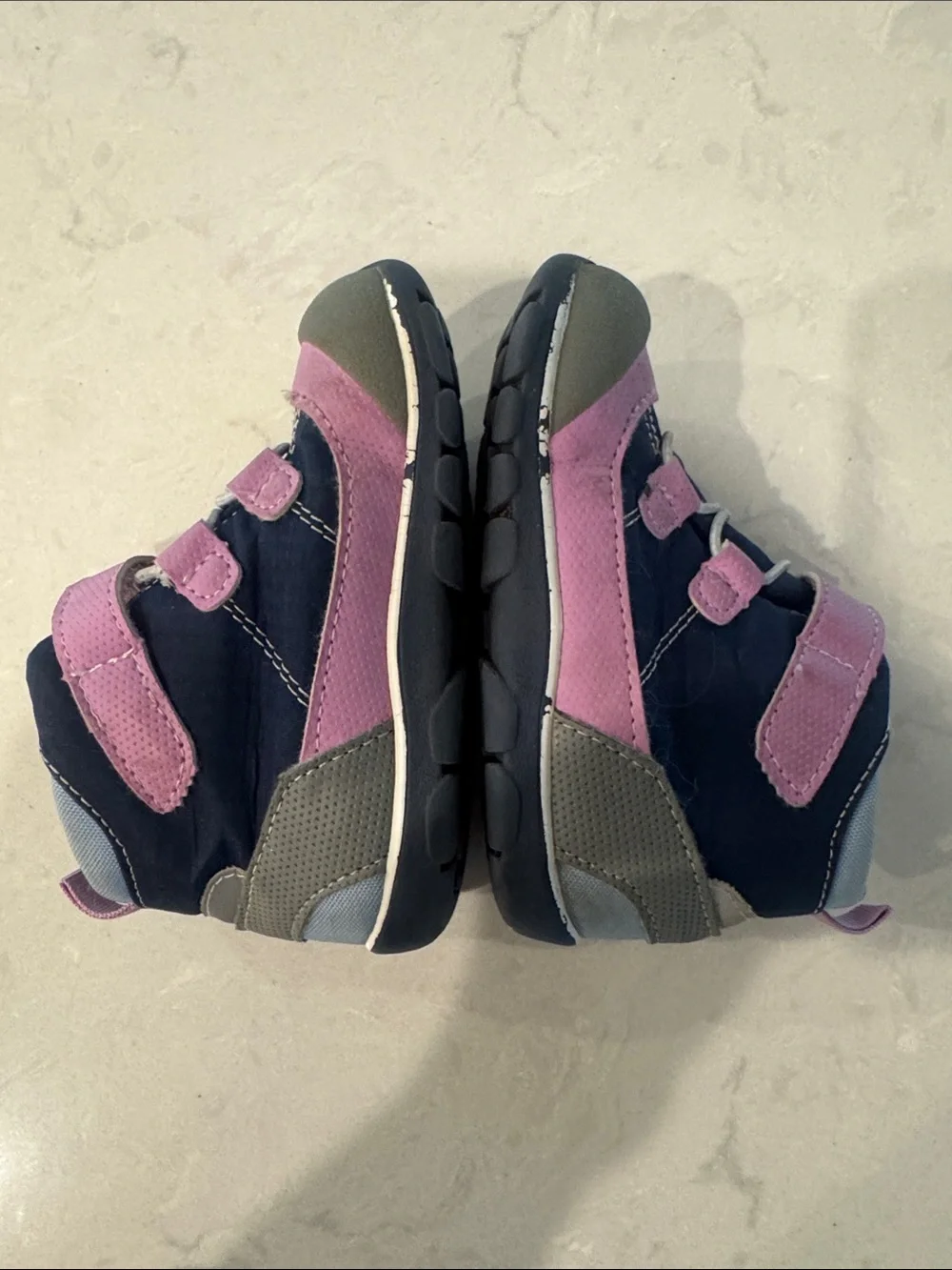 See Kai Run Sam Kids Dark Navy and Pink Waterproof Outdoor Boots Size 8